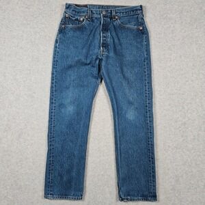 Vintage Levi's 501xx Men 34x33 Blue Denim Jeans Straight Button Fly (Fits 32x30)